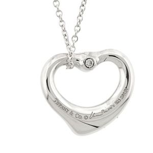 Tiffany Elsa Peretti double diamond open heart necklace.